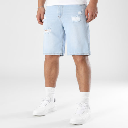 LBO - Lot De 2 Shorts Jean Relaxed Destroys 3587 3588 Noir Bleu Denim